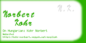 norbert kohr business card